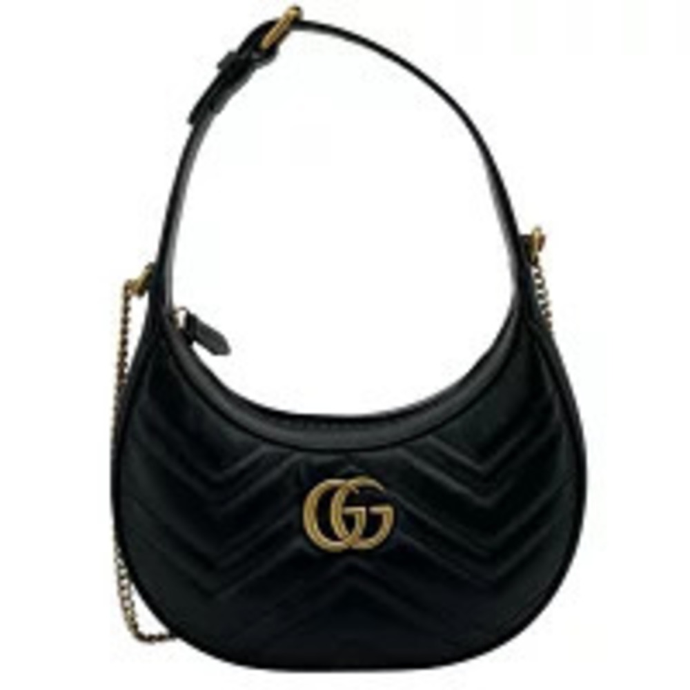 Gucci GG Marmont Half Moon Shoulder Bag Handbag Black